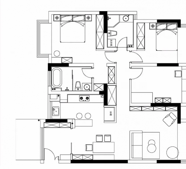 122㎡簡約原木風格新房裝修，復古半牆設計文藝清新