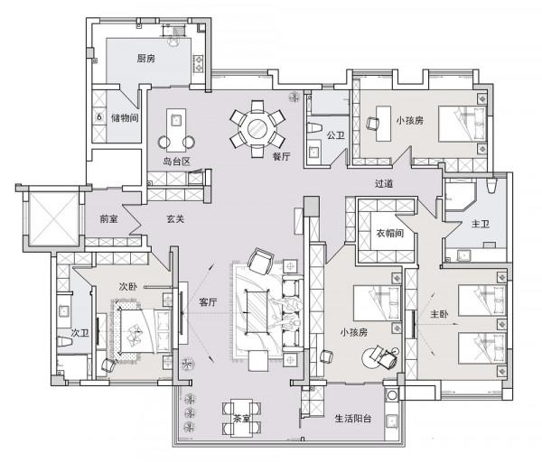 豪華大平層的兒童房竟然配置了獨立的寫字區，主臥配置雙睡眠區