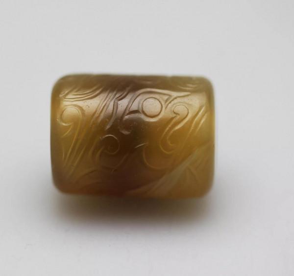 甘肅琳隆雅齋｜|西周龍紋黃瑪瑙筒珠