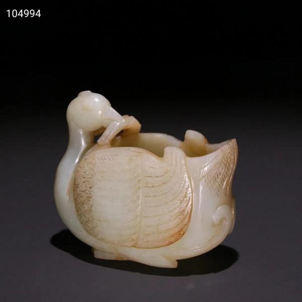 清早期 和田玉鵝如意筆洗