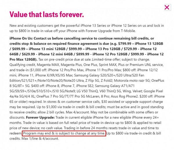 T-Mobile為iPhone 13推出的“永久升級”計劃其實有隱藏條款