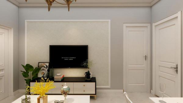 71平簡歐風四居室廚房門洞處放張島臺，炒菜時太方便了