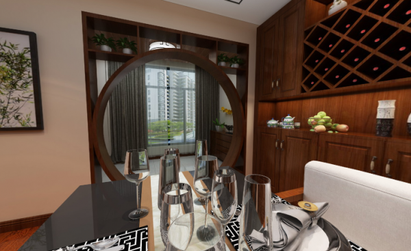 止步水岸｜中式設計，彰顯出大氣華麗感的客餐廳