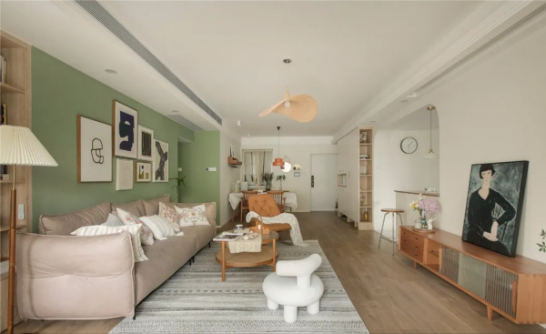 135m²北歐輕復古風三居，開放式廚房+吧檯，讓生活更有情調