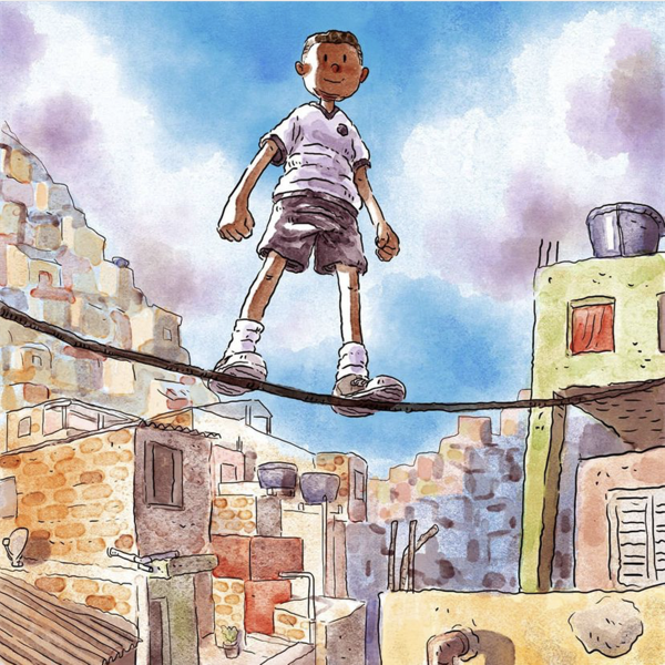 漫畫飛來的男孩，自由翱翔於藍天之上的小男孩，卻是戰爭的受害者