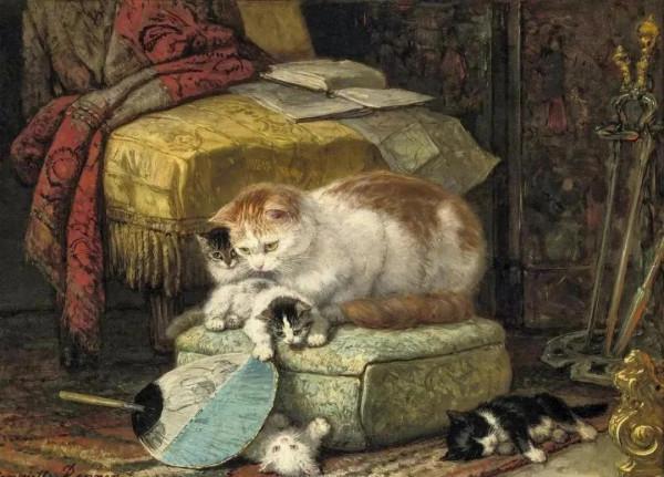 100年前她畫了超多貓，姿態萬千，惟妙惟肖