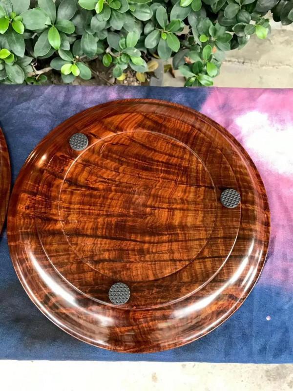 水波粼粼，美輪美奐的大紅酸枝文盤！好漂亮的木器啊
