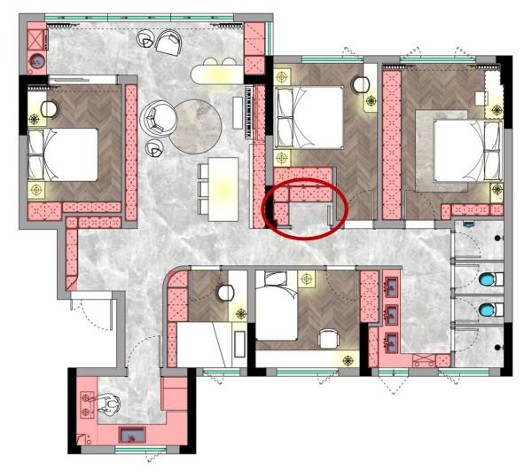 144㎡8口人居住，把3室改5室，只留一個衛生間，用起來也綽綽有餘