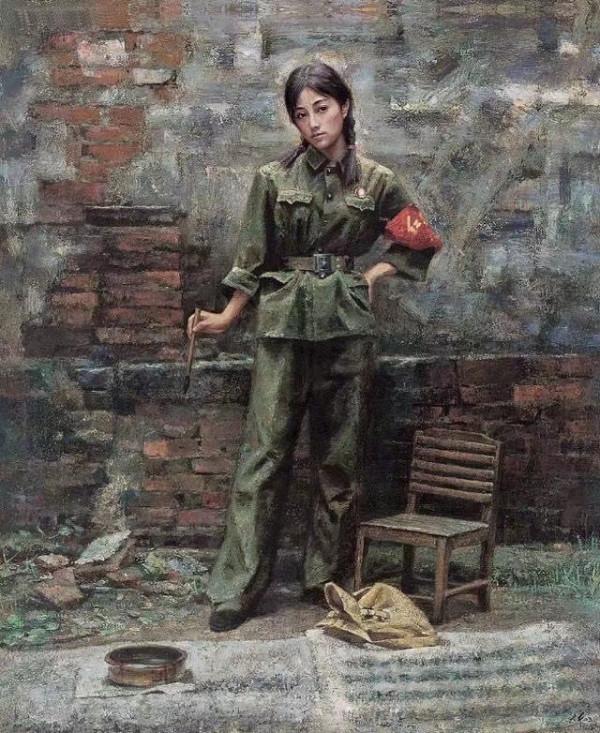 著名油畫家陳大中作品（紅衛兵）