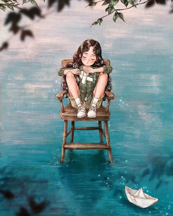 每日插畫｜aeppol的治癒系森林少女日記，休息一會兒再走也沒關係