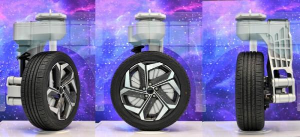 現代汽車展示支援90°轉向的e-Corner智慧EV車輪工作原型