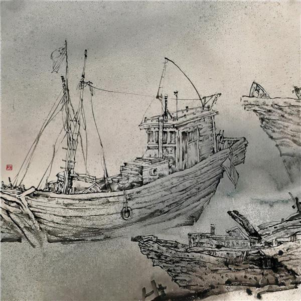 海濤明月古船情:著名畫家周祖光古船寫生記略 海濤明月古船情:著名畫家周祖光古船寫生記略