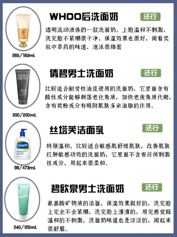 油皮男生清爽護膚，控油洗面奶排行榜