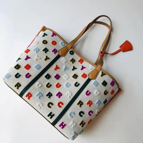 帆布五彩繽紛的立體字母LOGO單肩手提包