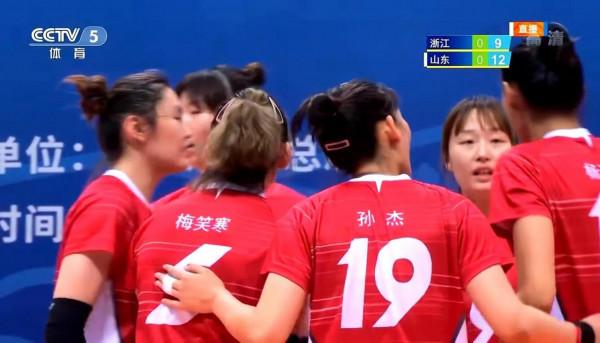 全運會女排（成人組）山東3-0戰勝浙江隊取得首勝