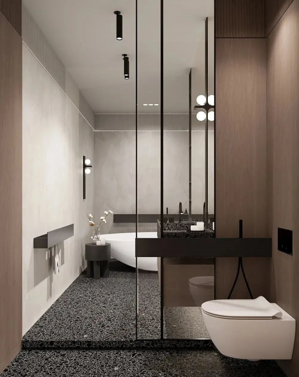 大理石衛生間設計，簡約輕奢