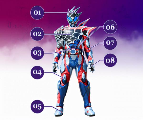 彙總假面騎士Demons的四個形態，蝗蟲腿被排除在外