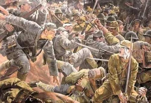 傅作義的部隊與日軍拼刺刀，日軍被挑得稀里嘩啦，倖存者抱頭鼠竄