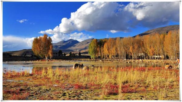 十月的新都橋，湛藍天空下藏不住的淡淡憂傷