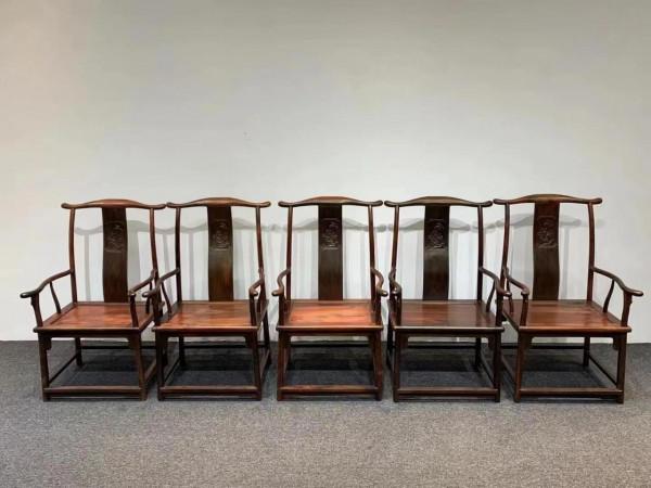 寮國大紅酸枝（交趾黃檀）幹泡茶桌六件套