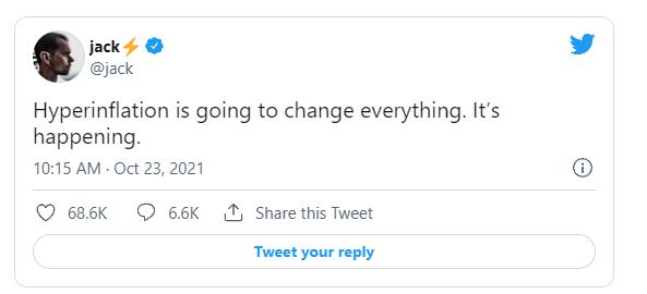 Twitter執行長表示：惡性通貨膨脹將很快在美國和世界發生