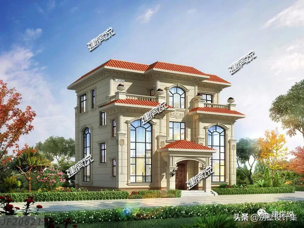 三層歐式別墅，外觀高階上檔次，不論從哪個角度都十分有層次感