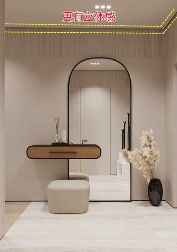 天花板沿邊留條陰影縫，2公分寬簡潔高階，這活工人還不願意幹