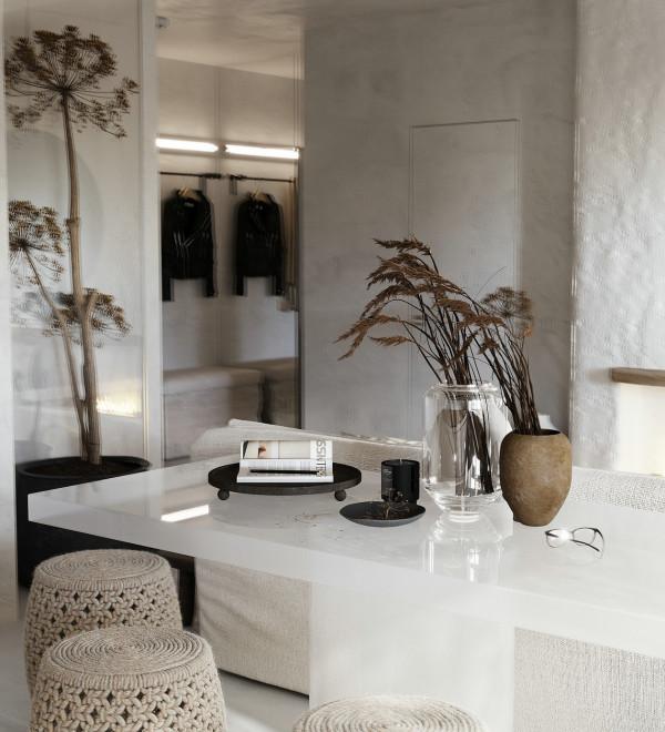 灰白色調詫寂風公寓，讓人倍感舒適