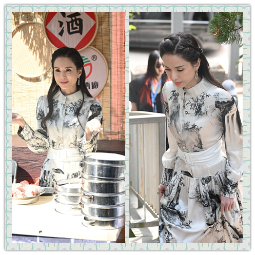 離開濾鏡的李若彤,更加的真實,裙子上的“國畫”也太美了 離開濾鏡的李若彤,更加的真實,裙子上的“國畫”也太美了