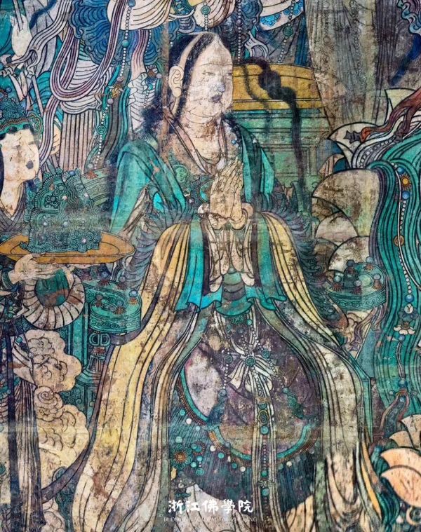 元代11.11米“彌勒說法圖”壁畫，1925年被切割成60多塊剝走，現館藏於加拿大