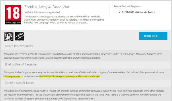 Switch《殭屍部隊4》分級完成 含新增關卡等要素