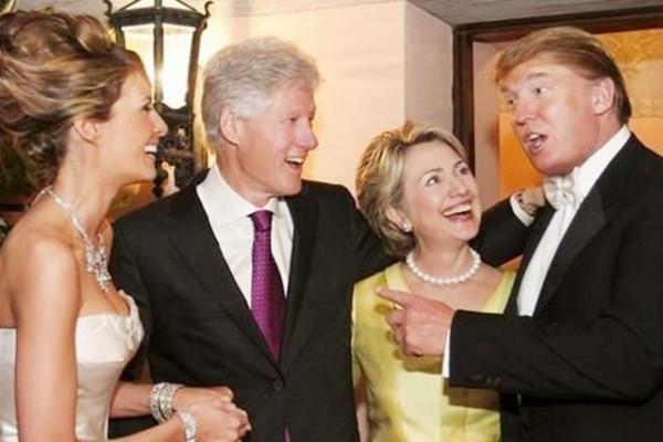 2005年，克林頓參加特朗普婚禮，和新郎新娘拍下一張親密合影