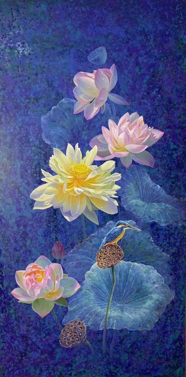 他用油畫的方式向我們展現了花的唯美