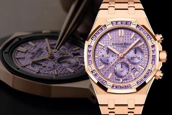 夢幻紫水晶與閃亮霜金工藝：愛彼推出兩款自動上鍊計時碼錶