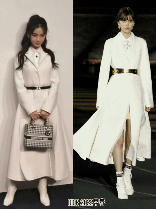 展覽紅毯，景甜黑髮白裙做人間富貴花，baby造型保暖顯疲態依舊美