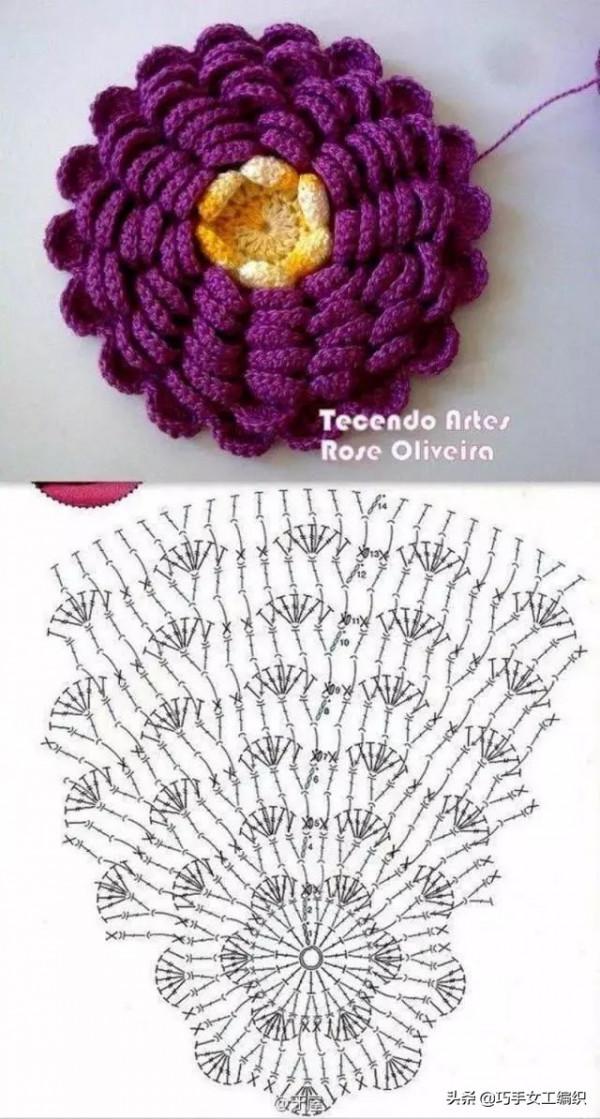 小巧可愛的鉤編花，資料圖解，家裡的零碎毛線有用途了