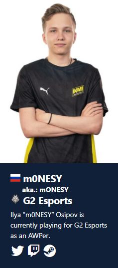 G2正式簽約俄羅斯小將m0NESY