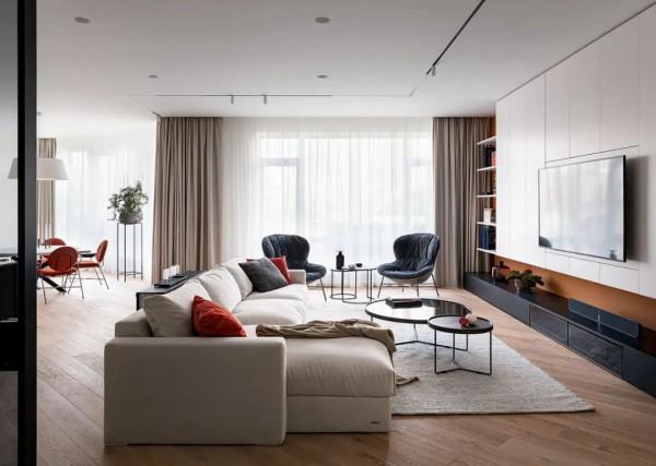 本案位於烏克蘭基輔，現代開放式格局色彩搭配美觀一起來欣賞吧