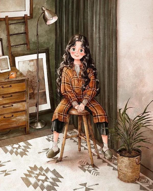 每日插畫｜aeppol的治癒系森林少女日記，休息一會兒再走也沒關係