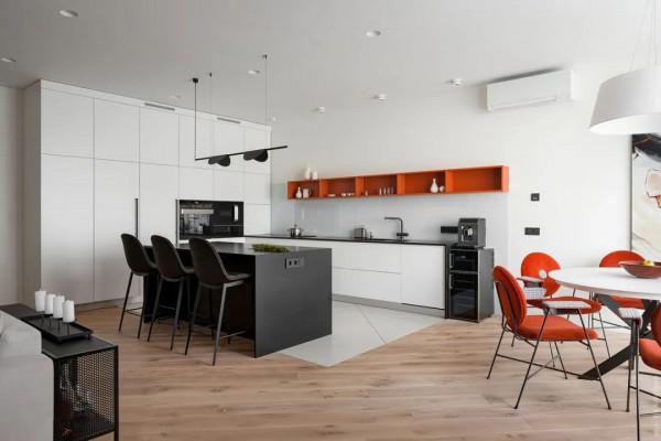 本案位於烏克蘭基輔，現代開放式格局色彩搭配美觀一起來欣賞吧