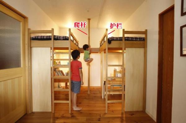 一間兒童房，雙床都抬高，又架出來2個學習區，2個孩子住也不擠