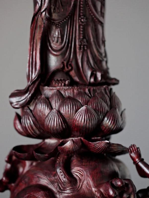 重器「童子拜觀音」小葉紫檀金星老料而雕