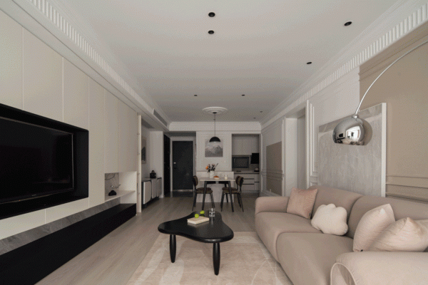 100㎡現代簡約風格新房裝修，法式背景牆溫柔浪漫