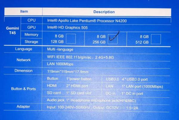 零刻Gemini T45 奔騰N4200 迷你電腦的評測