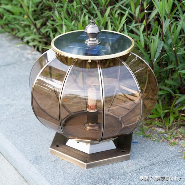 分享太陽能柱頭燈全銅中式燈籠0電費0佈線環保無汙染