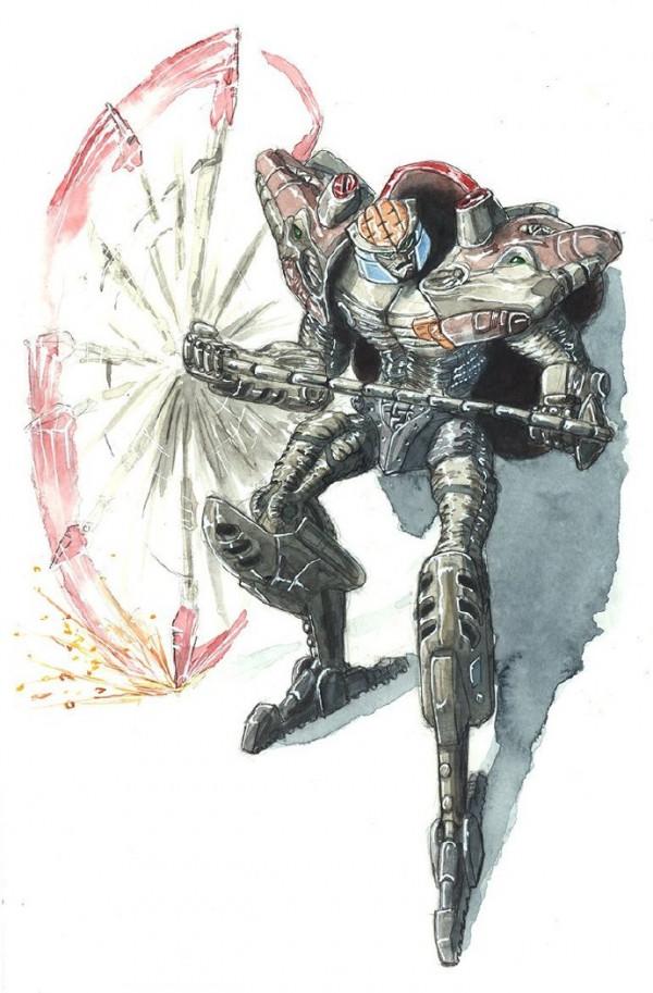 變形金剛BW超能勇士水彩風格插畫，大家喜歡原始獸還是巨無霸呢？