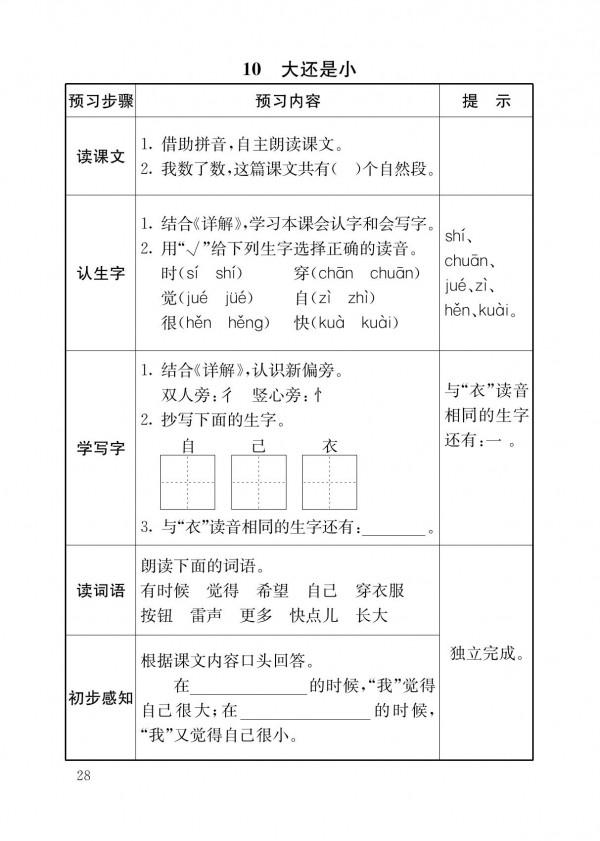 一年級語文上冊「預習卡」，培養孩子預習的習慣，家長一定要收藏