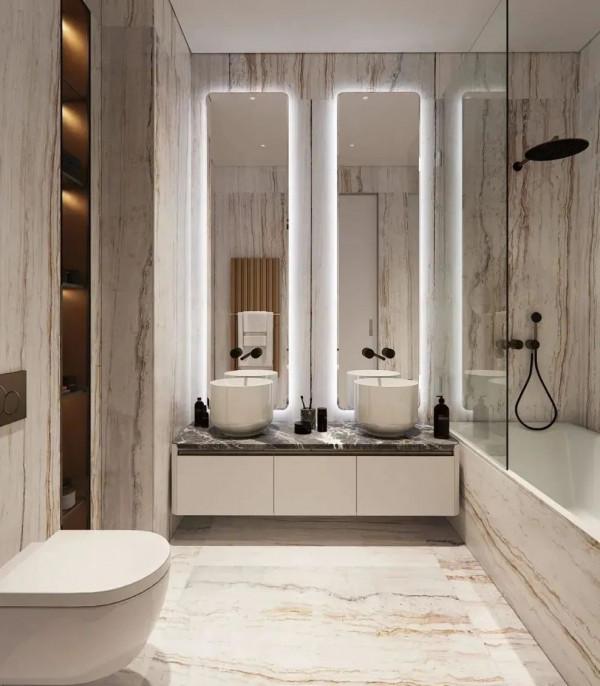 大理石衛生間設計，簡約輕奢
