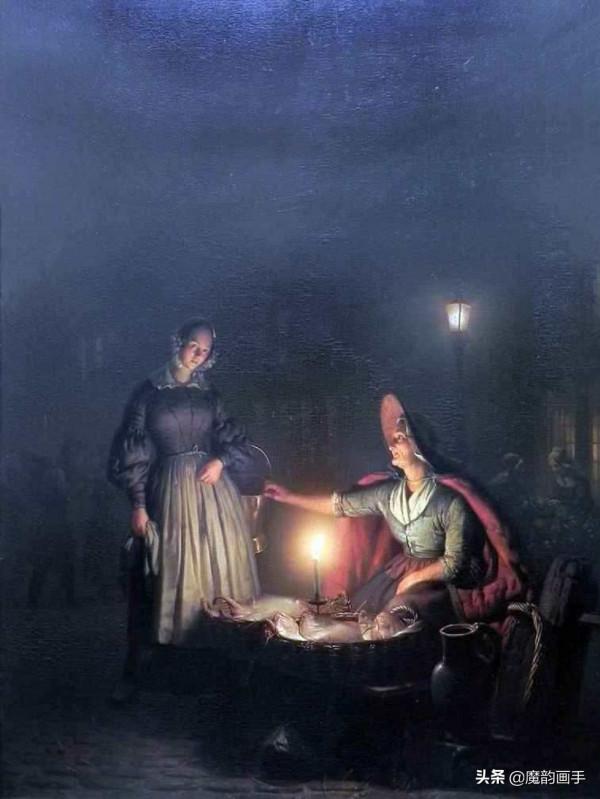 看看二百年前的外國夜市什麼樣——申德爾燭光下的夜景畫