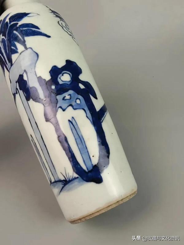 清早期順治青花羲之愛鵝筒瓶鑑賞